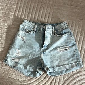 H&M Light Blue Ripped Jean Shorts